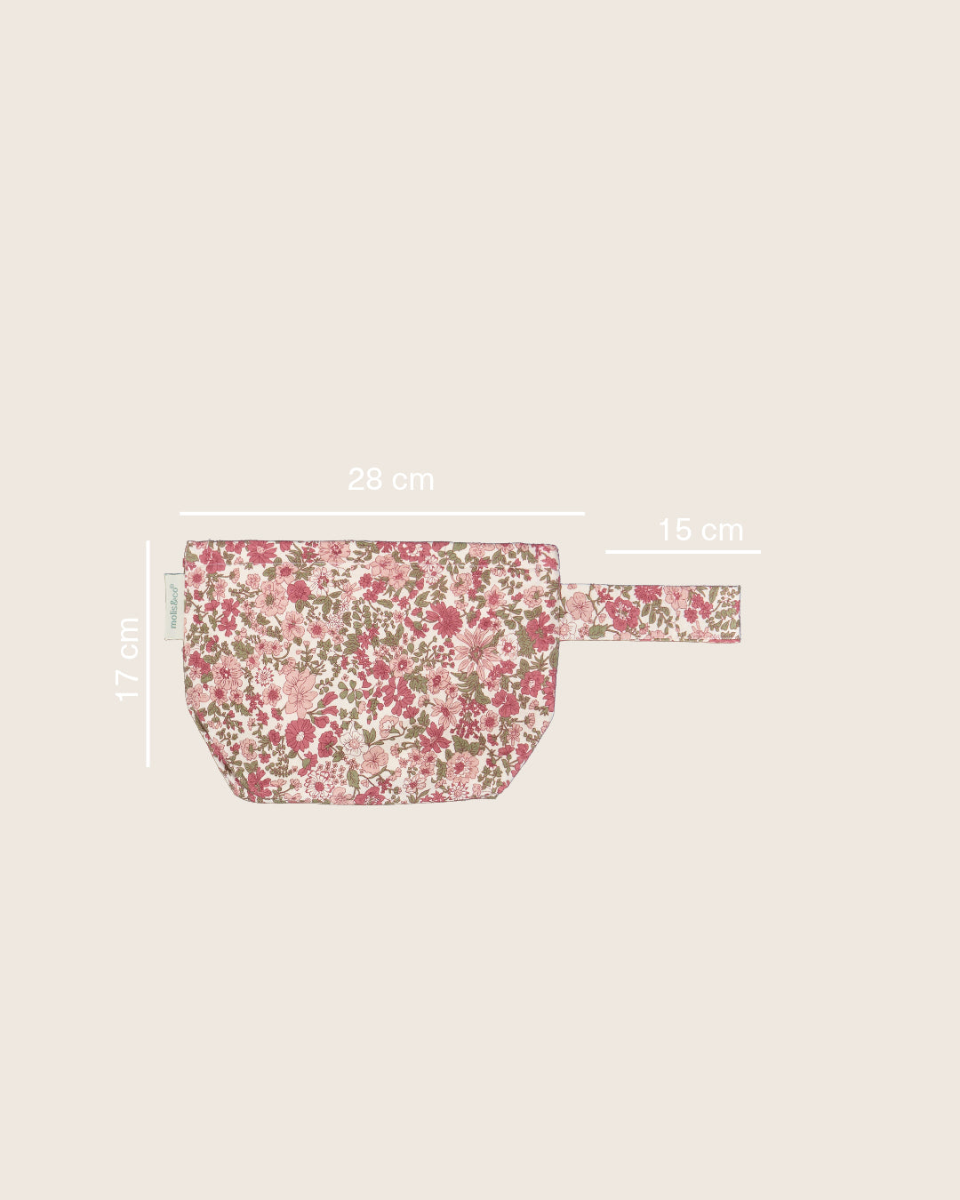 Necessaire MolisandCo no padrão Winter Commelina, bolsa plana impermeável para o essencial do bebé na mala do dia a dia