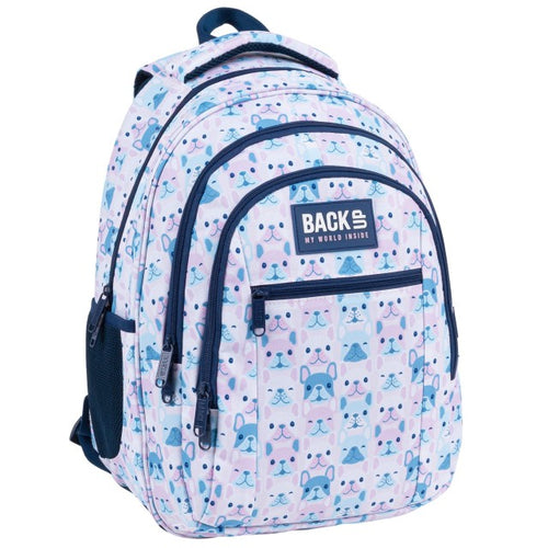 Mochila escolar BackUP O 74 Buldogues Franceses, vista frontal