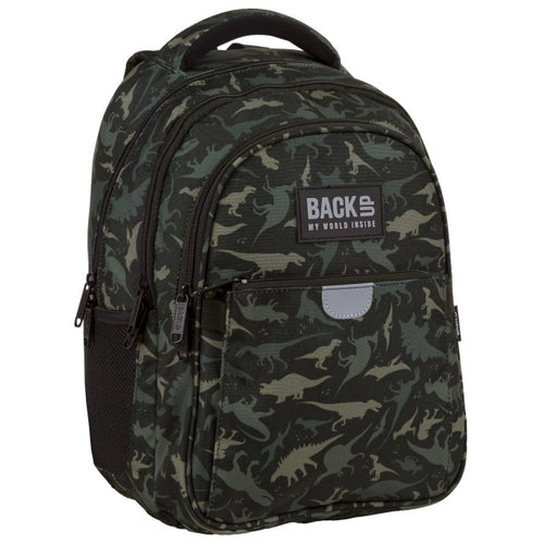Mochila escolar BackUP P 113 Dinossauros, vista frontal