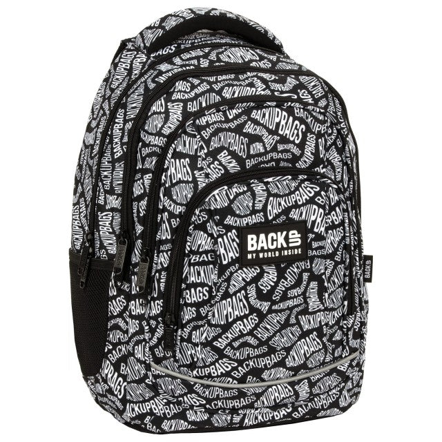 Mochila escolar BackUP A 10 Black and White, vista frontal