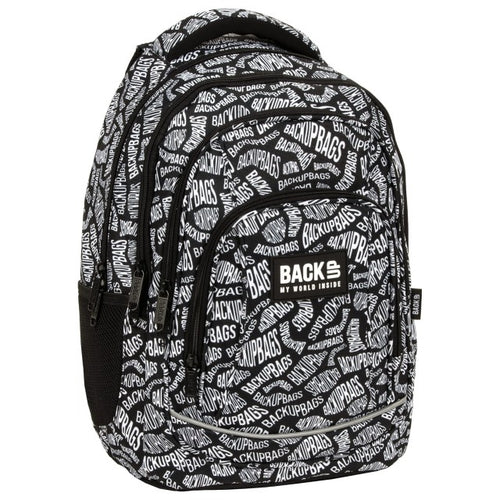 Mochila escolar BackUP A 10 Black and White, vista frontal