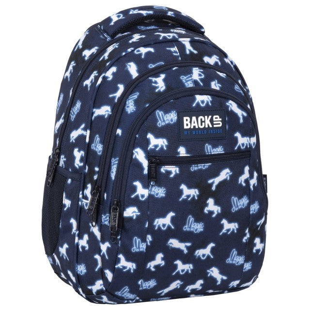 Mochila BackUP Magic Horses tamanho Grande 42x30x20, vista frontal
