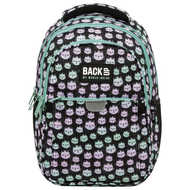 Vista lateral da mochila BackUP P 06 Rainbow Cat