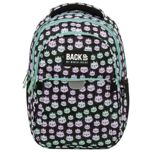 Vista lateral da mochila BackUP P 06 Rainbow Cat
