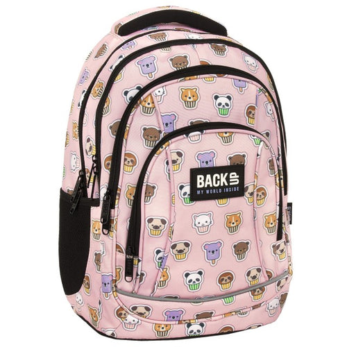 Mochila escolar BackUP A 30 Muffins Animais, vista frontal