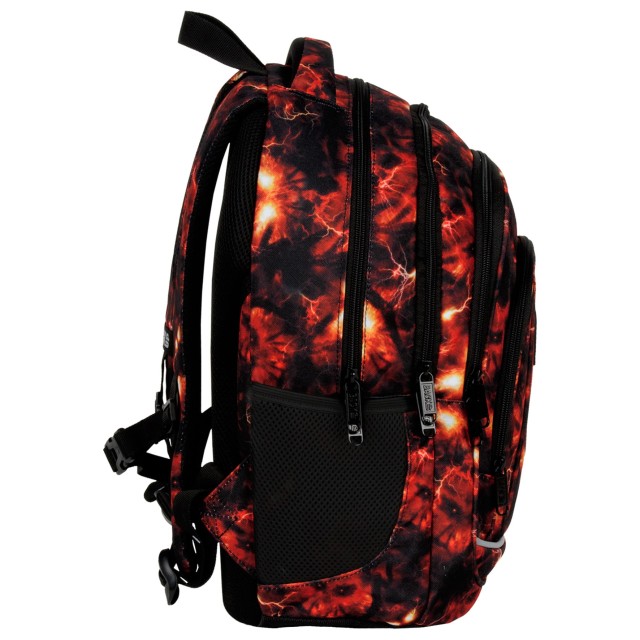 Vista lateral da mochila com bolso para garrafa de água