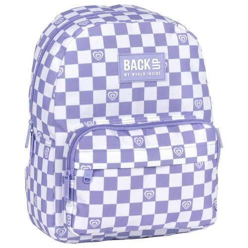 Mochila escolar BackUP F 29 Xadrez Roxo, vista frontal
