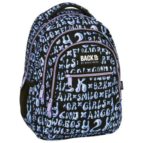 Mochila escolar BackUP O 08 Holo Inscriptions, vista frontal