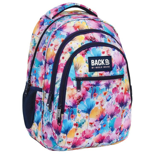 Mochila escolar BackUP O 09 Summer Flowers, vista frontal