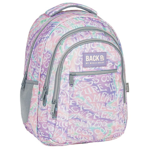 Mochila escolar BackUP O 18 Creamy Lettering, vista frontal