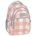 Mochila escolar BackUP O 34 Xadrez Nude, vista frontal