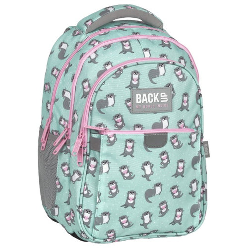 Mochila escolar BackUP P 12 Lontras Apaixonadas, vista frontal