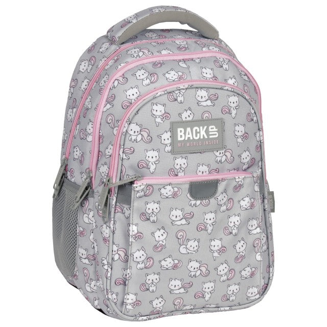Mochila escolar BackUP P 26 com gatinhos, vista frontal