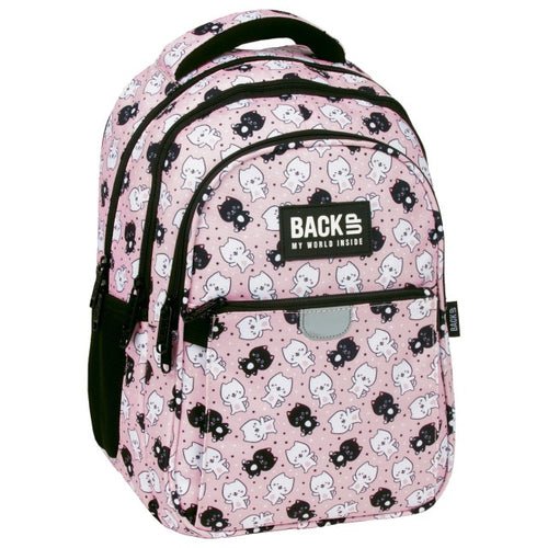 Mochila escolar BackUP P 32 Gatinhos Rosa, vista frontal