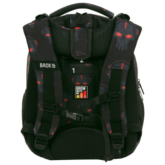 Interior da mochila BackUP R 45 com bolsos para portátil e tablet