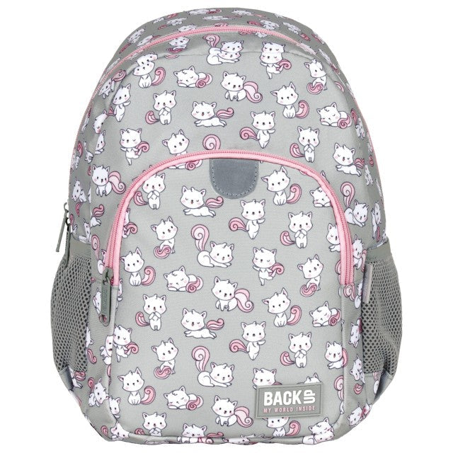 Mochila Gatinhos Pequena vista lateral com bolso para cantil