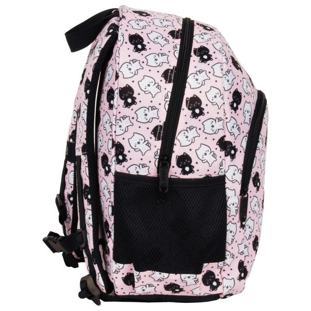 Costas almofadadas, alças e correia peitoral da mochila Gatinhos Rosa Pequena
