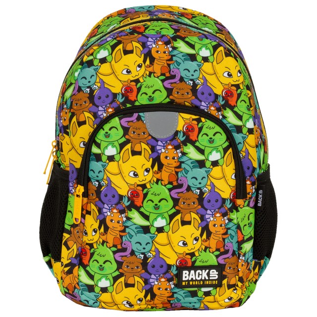 Mochila BackUP Space Animals Pequena, vista lateral com bolso para cantil