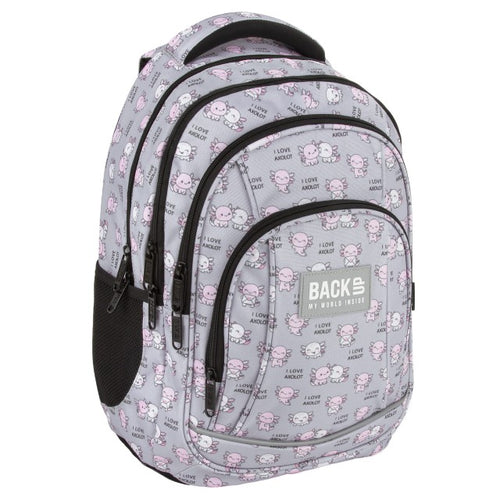 Mochila escolar BackUP A 12 Axolot Love, vista frontal