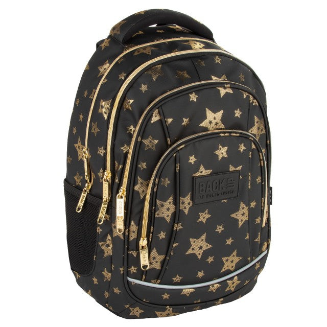 Mochila escolar BackUP A 40 Golden Stars, vista frontal
