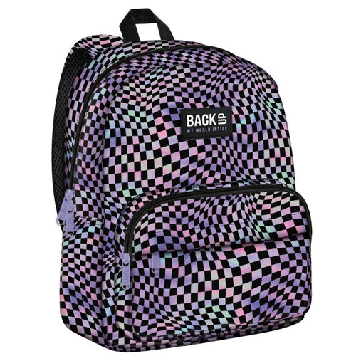 Mochila escolar BackUP C 20 Crazy Checkerboard, vista frontal