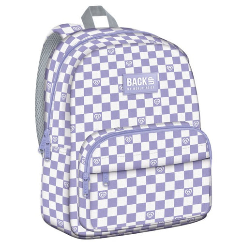 Mochila escolar BackUP C 26 Purple Checkerboard, vista frontal