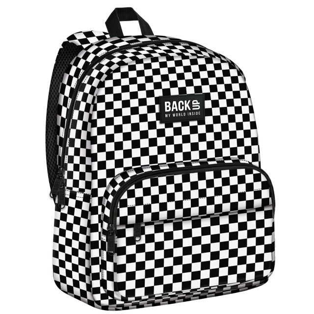 Mochila BackUP xadrez no tamanho leve 41x30x20, vista frontal