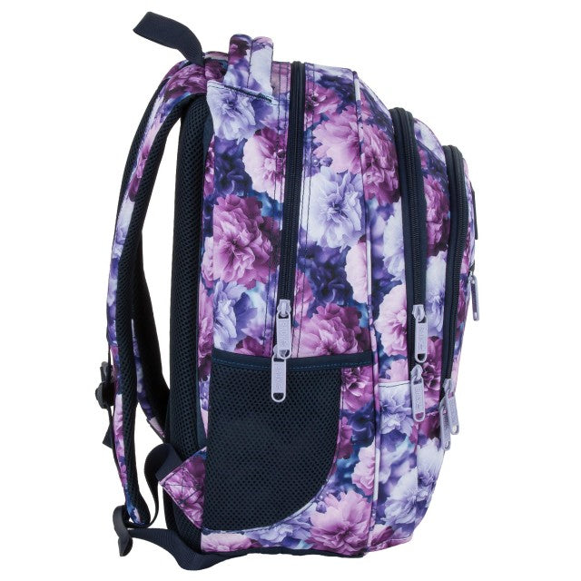 Mochila BackUP O 02 Violet Bloom, costas ergonómicas e alças