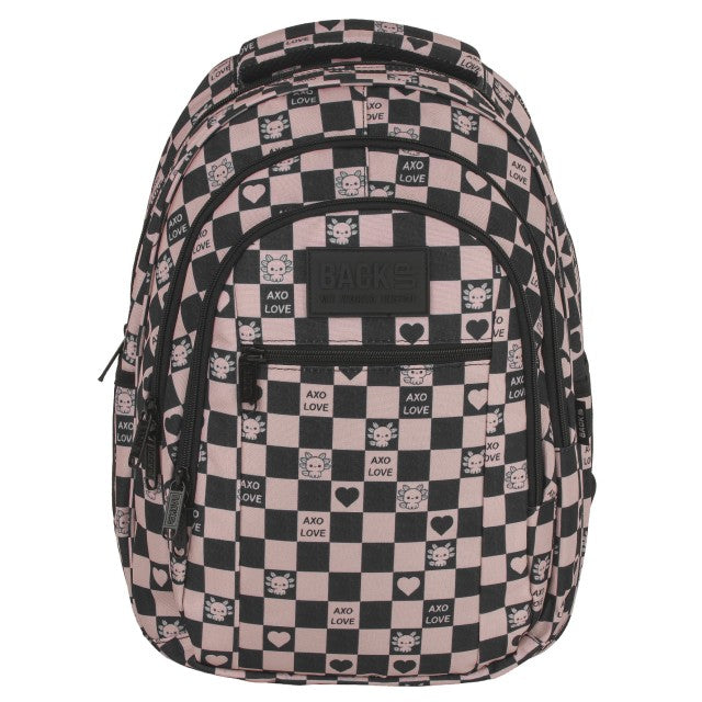 Mochila BackUP O 15 Axolot Heart, vista lateral com bolso para garrafa