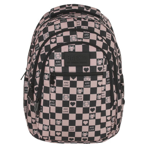 Mochila BackUP O 15 Axolot Heart, vista lateral com bolso para garrafa