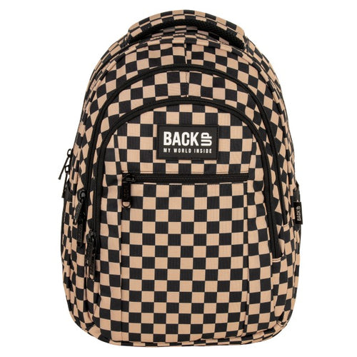 Mochila BackUP O 24 Xadrez Bege, vista lateral