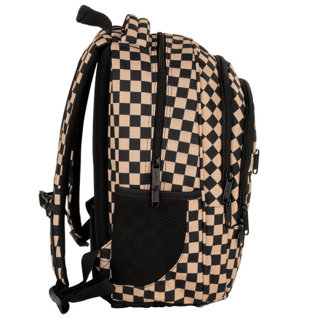 Mochila BackUP O 24 Xadrez Bege, costas ergonómicas e alças