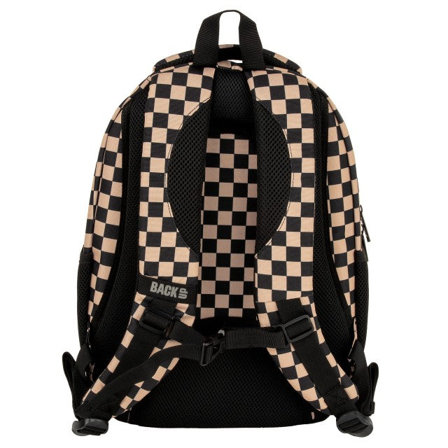 Mochila BackUP O 24 Xadrez Bege, interior com bolso para portátil