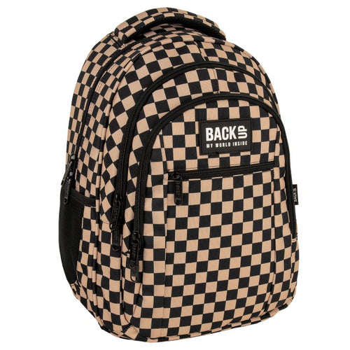 Mochila BackUP O 24 Xadrez Bege, vista frontal