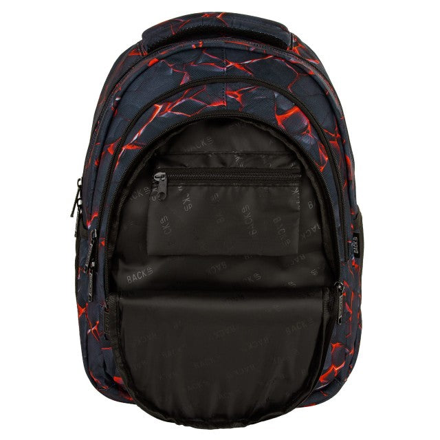 Mochila BackUP O 43 Blaze, detalhe do padrão de lava