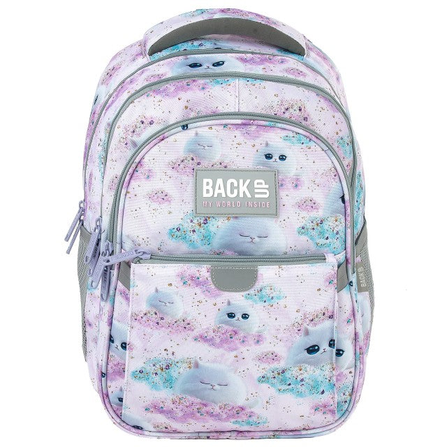 Mochila BackUP P 01 Dreamy, vista lateral com bolso para garrafa