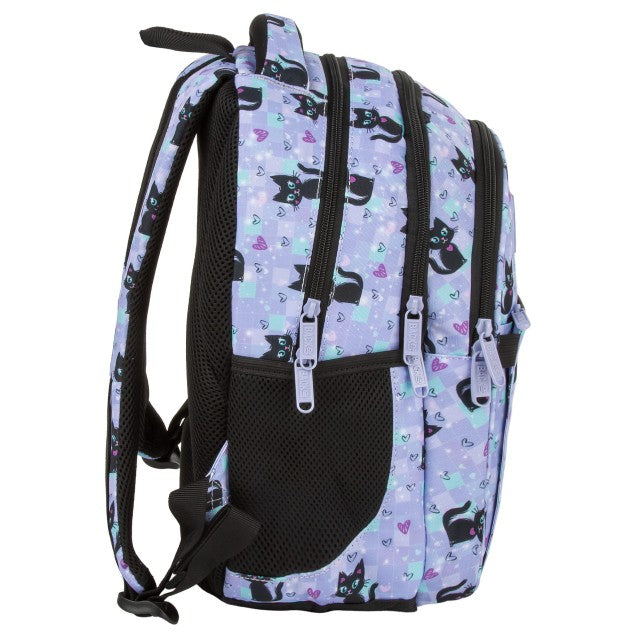 Mochila BackUP P 16 Magic Cats, costas acolchoadas e alças