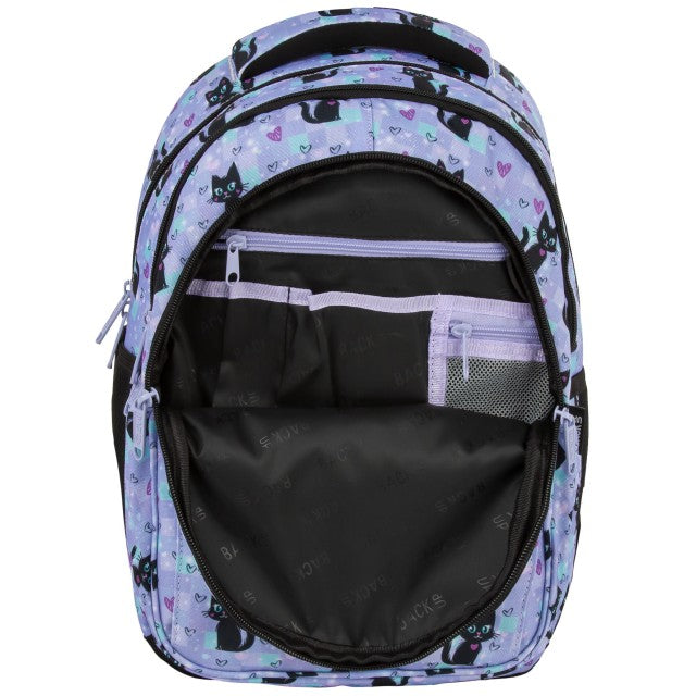 Mochila BackUP P 16 Magic Cats, detalhe do padrão de gatos mágicos