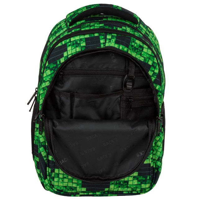 Mochila BackUP P 64 Slinker, detalhe do padrão de pixels verdes