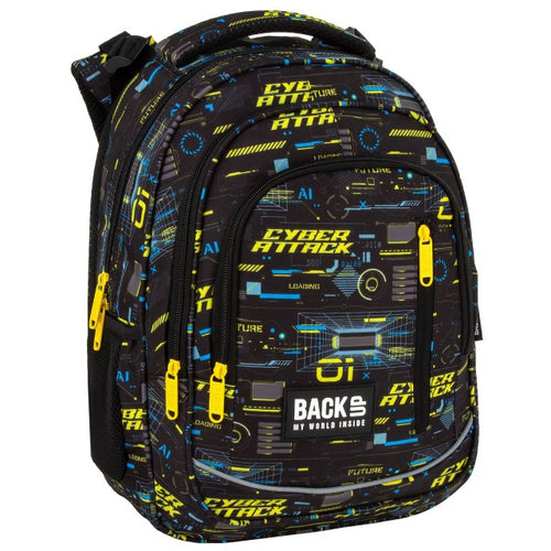 Mochila escolar BackUP R 50 Cyber Attack, vista frontal