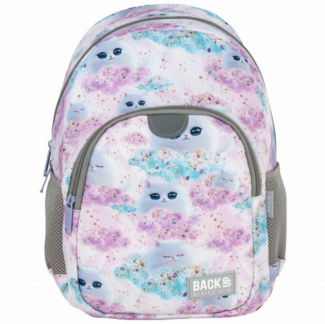 Mochila BackUP Dreamy Pequena, vista lateral com bolso para garrafa