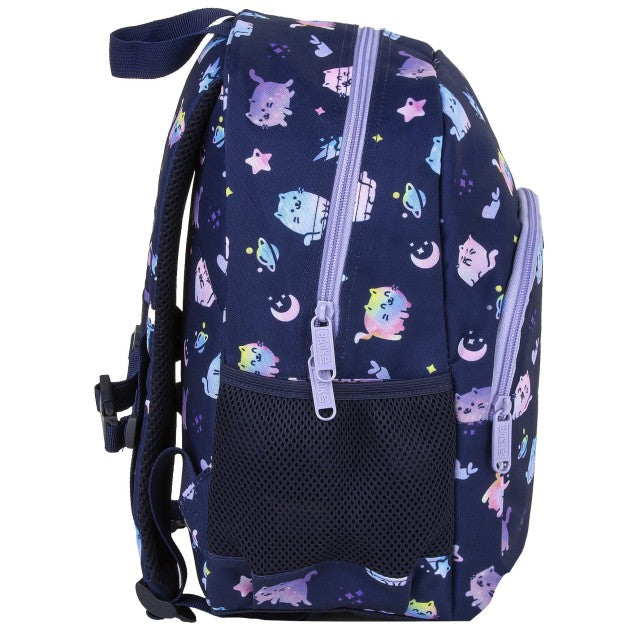 Mochila BackUP Violet Kittens Pequena, costas acolchoadas e correia peitoral
