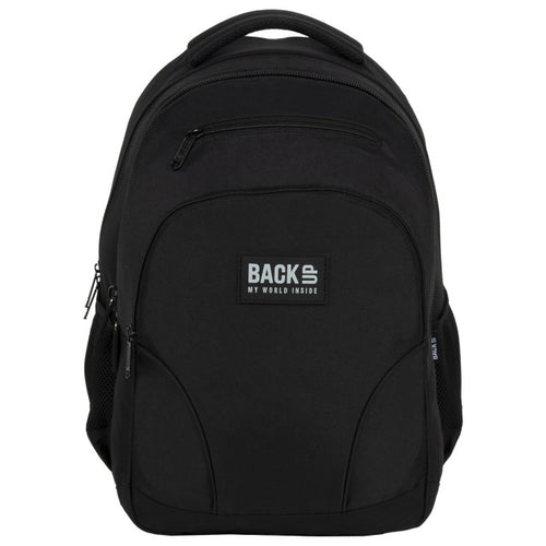 Mochila BackUP W 56 preta vista de lado com bolso para garrafa