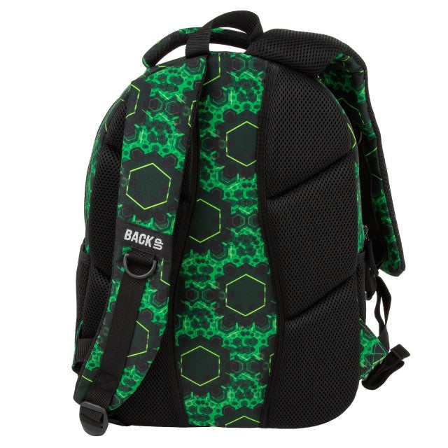 Organizador da frente com bolso de rede e divisórias