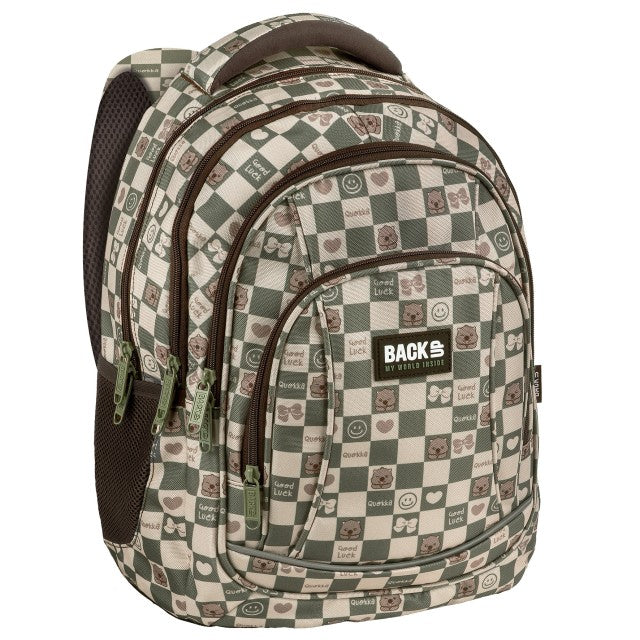 Mochila escolar BackUP A 17 Cute Check, vista frontal