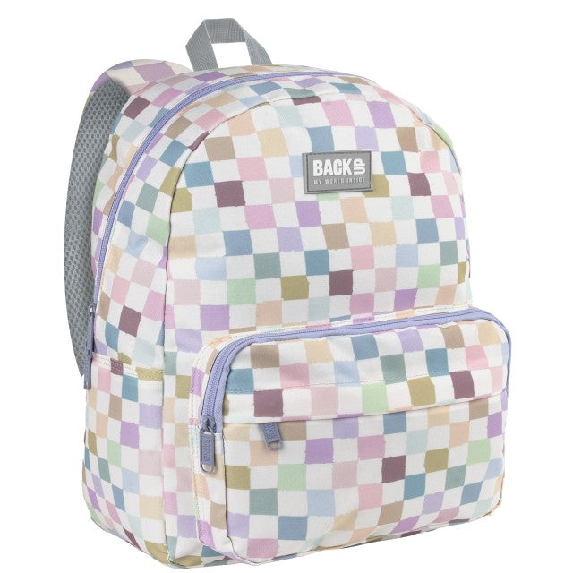 Mochila xadrez pastel no tamanho leve 41x30x20, vista frontal