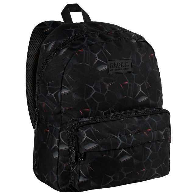 Tamanho Leve 41x30x20 preto com linhas alaranjadas, vista frontal