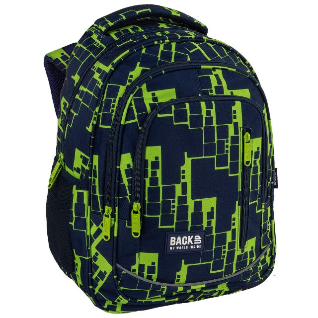 Mochila escolar BackUP G 83 Neon Tech, vista frontal