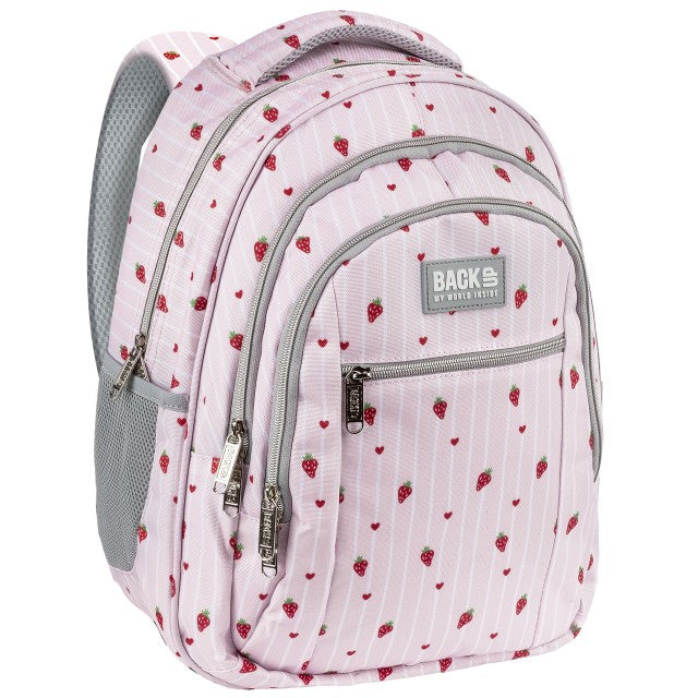 Mochila escolar BackUP O 08 Pink Love, vista frontal