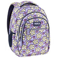 Mochila escolar BackUP O 43 com coelhos e flores 3D, vista frontal